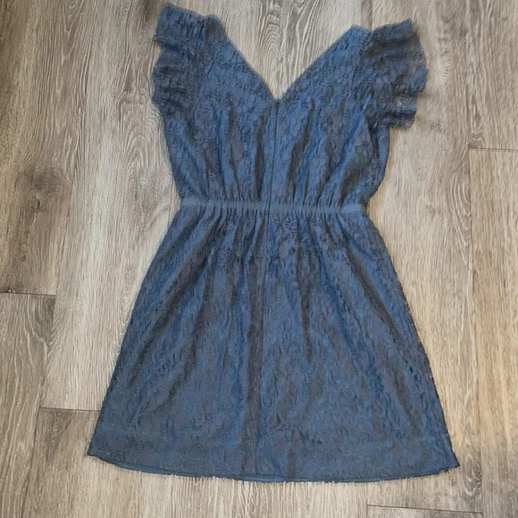 NWT new Madewell Lace feminine Flutter-Sleeve Dress in dusty Blue size 2 - Picture 10 of 11